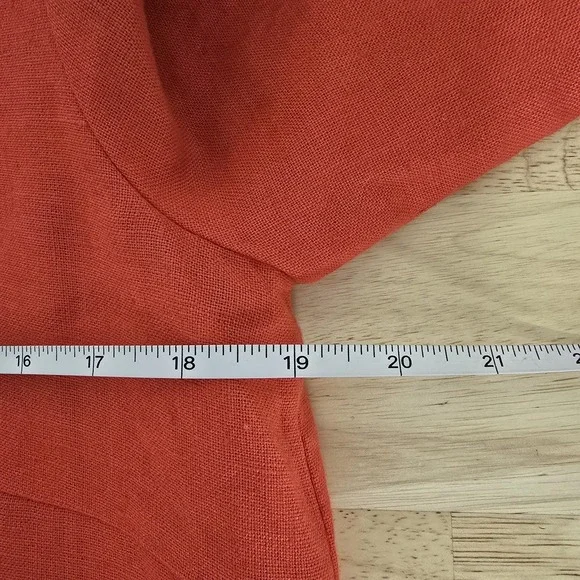 Emerson Fry Dress Womens Medium Red Linen Shift Short Sleeve Keyhole Made in USA